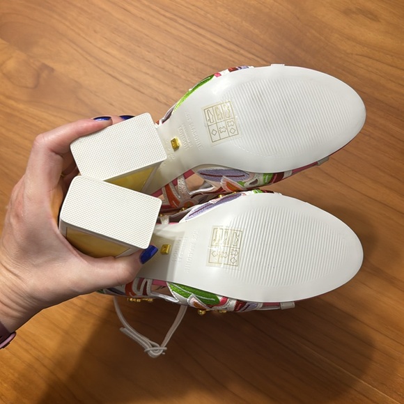 Kat Maconie Calypso kicker heels in pastel floral - Picture 6 of 7